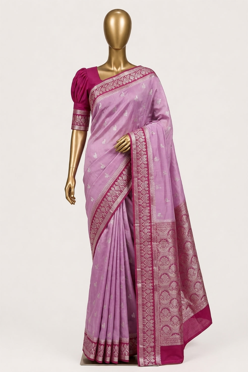 Image of Lavender-Pink Chiniya Silk Saree