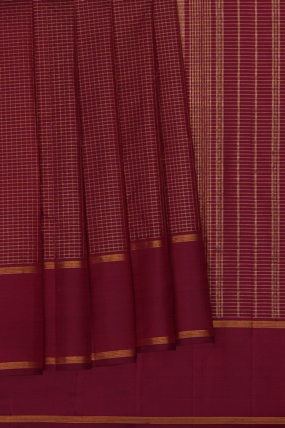 Image of Maroon Arani Silk Kattam Saree