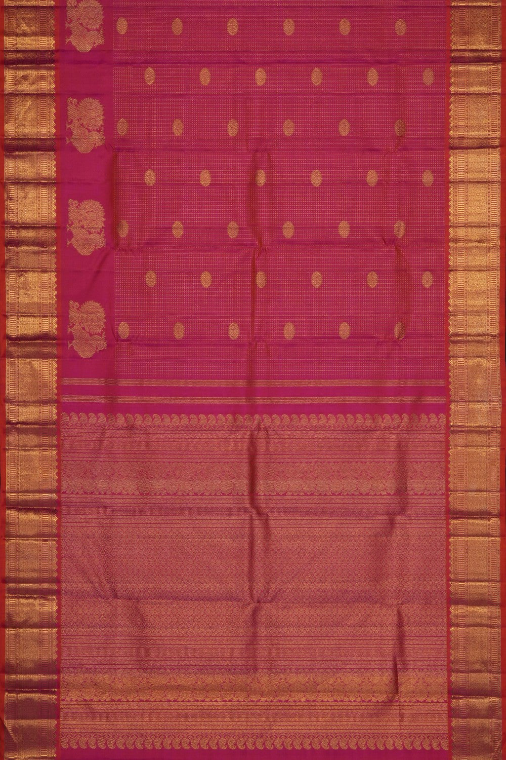 Image of Pink Vintage Kanjivaram silk Kattam Saree