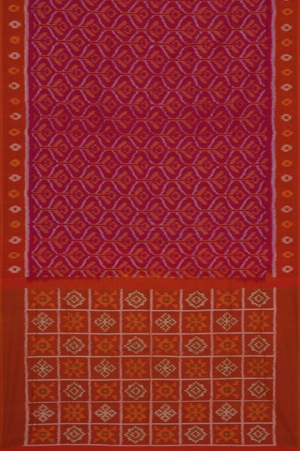 Image of Pink Pochampally Ikat Cotton Saree
