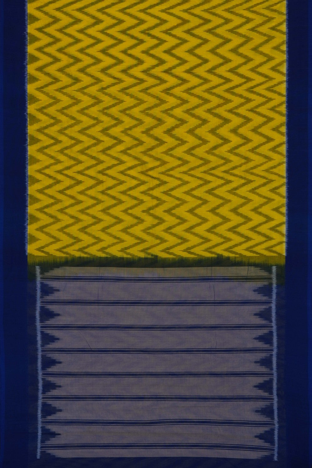 Image of Yellow Pochampally Ikat Cotton Saree