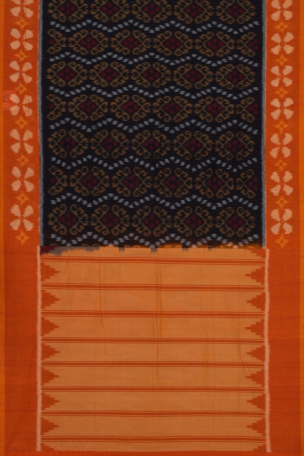 Image of Black Pochampally Ikat Cotton Saree