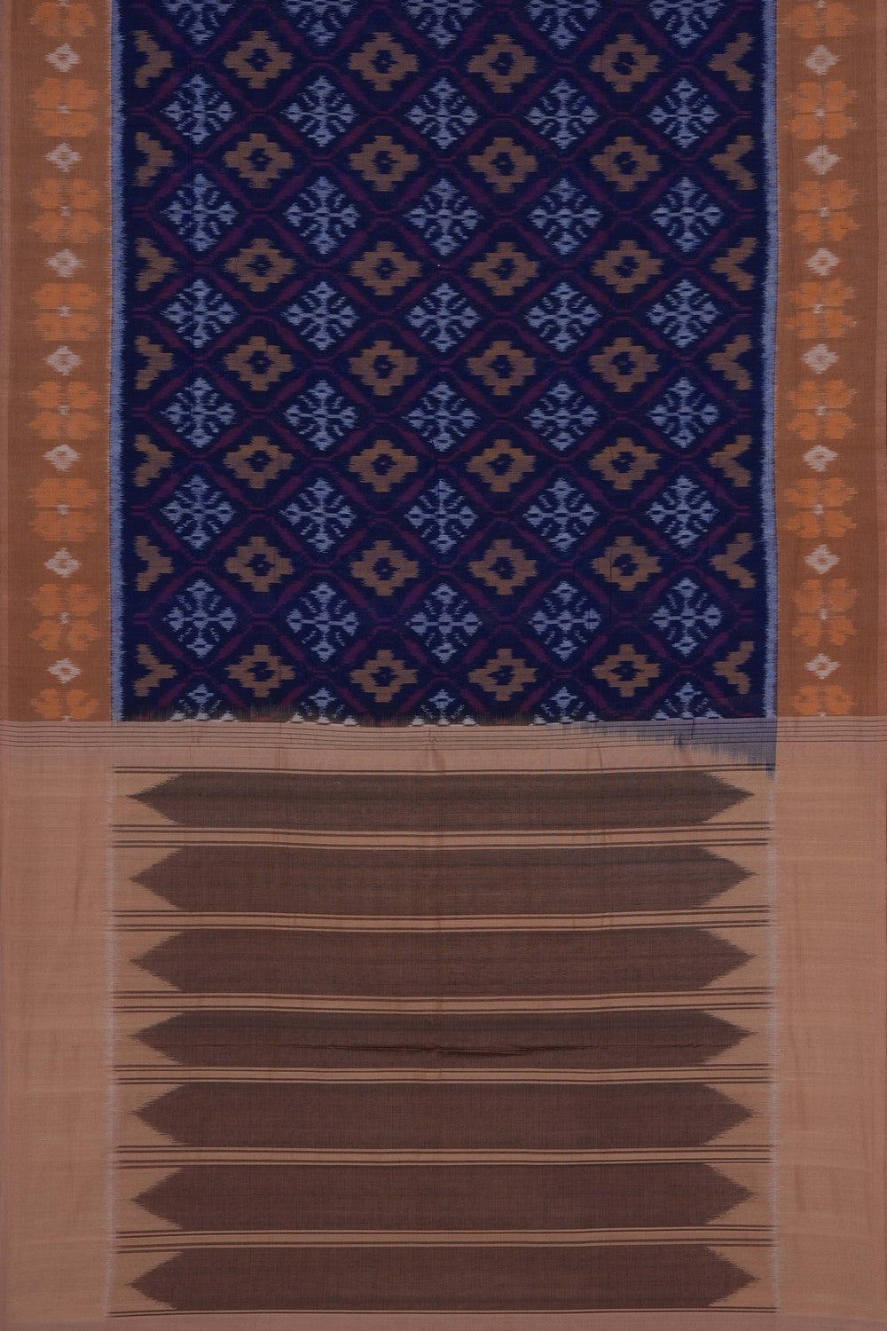 Image of Navy Blue Pochampally Ikat Cotton Saree