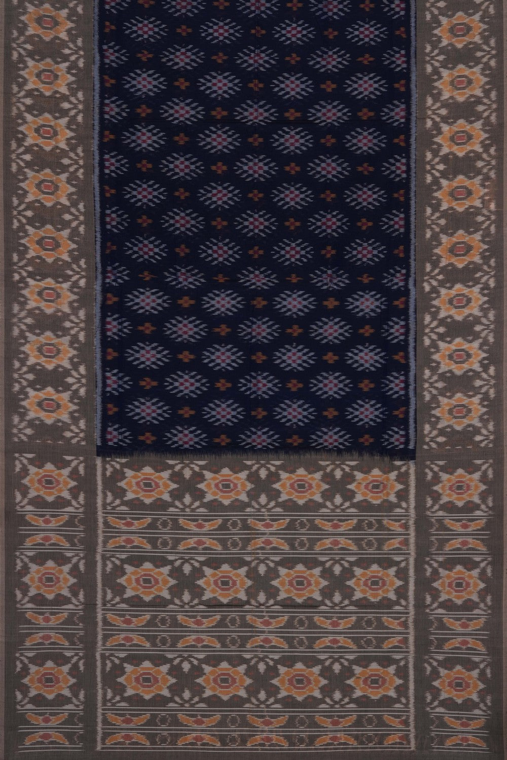 Image of Navy Blue Pochampally Ikat Cotton Saree