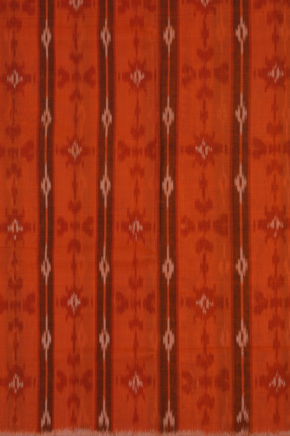 Image of Orange Pochampally Ikat Cotton Saree
