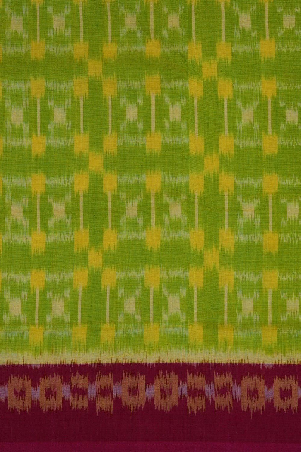 Image of Green Pochampally Ikat Cotton Saree