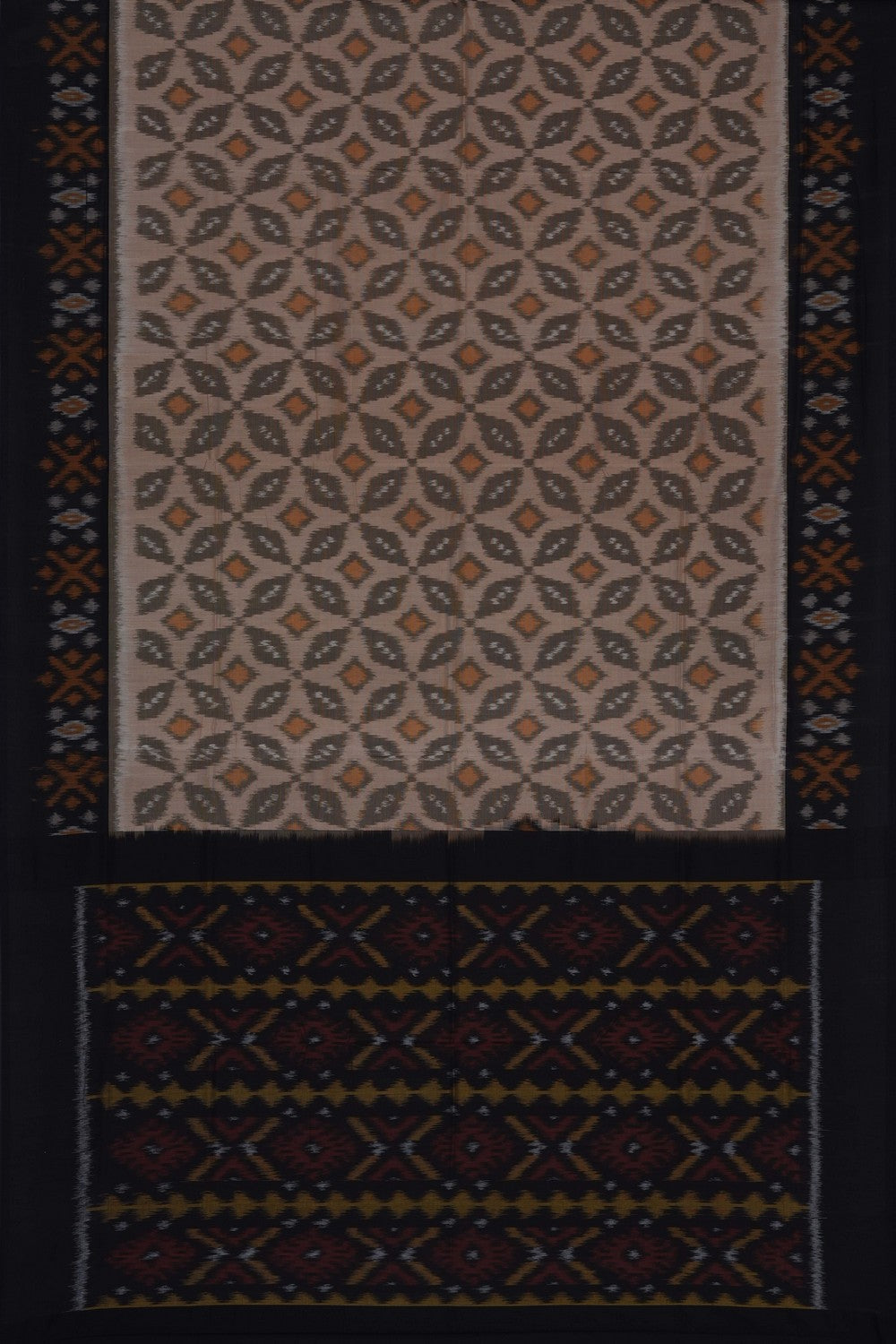Image of Beige Pochampally Ikat Cotton Saree