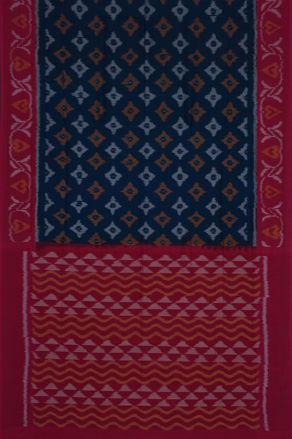 Image of Blue Pochampally Ikat Cotton Saree