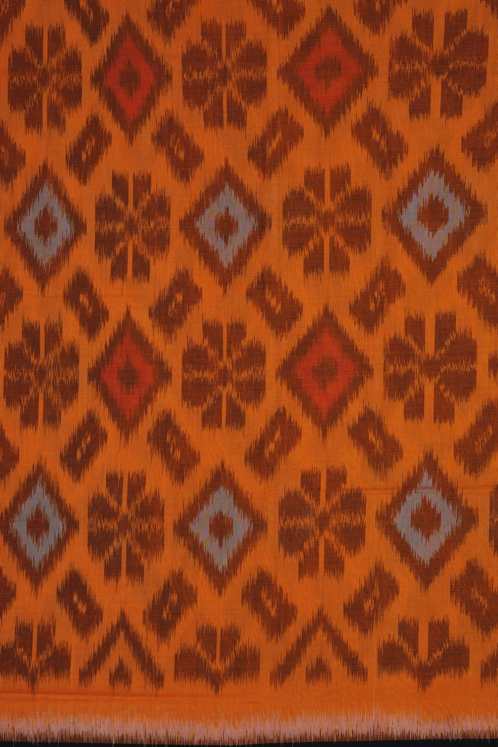 Image of Orange Pochampally Ikat Cotton Saree