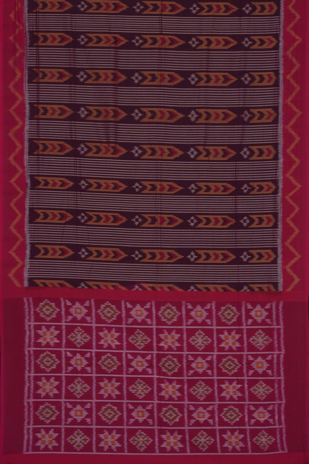 Image of Maroon Pochampally Ikat Cotton Saree
