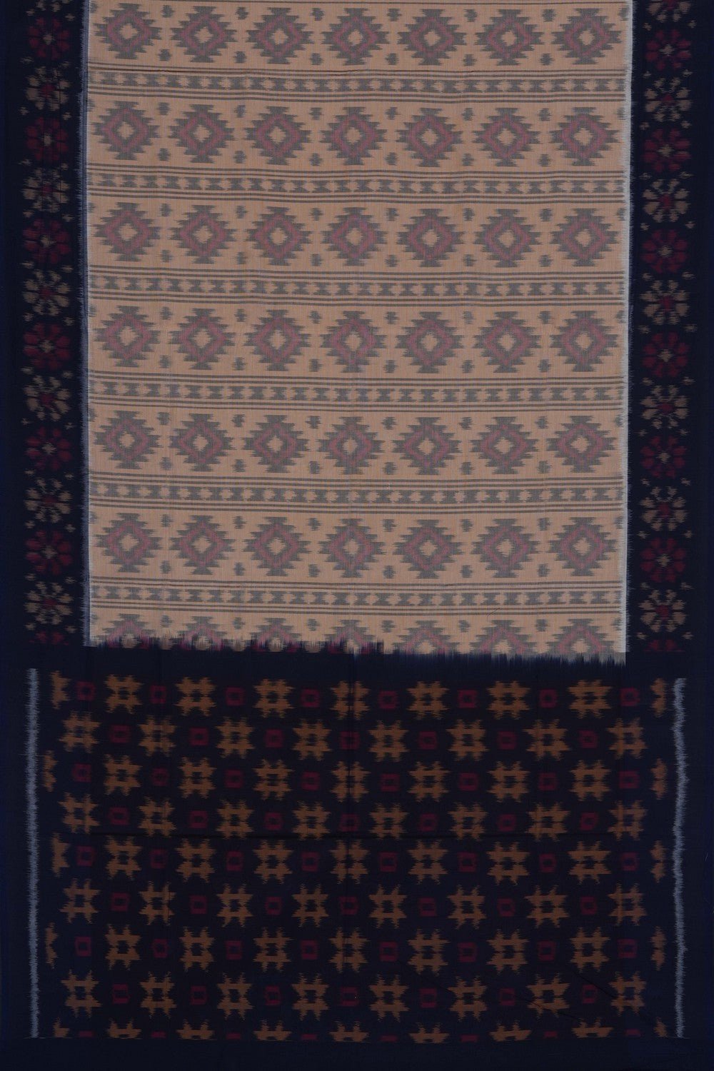 Image of Beige Pochampally Ikat Cotton Saree