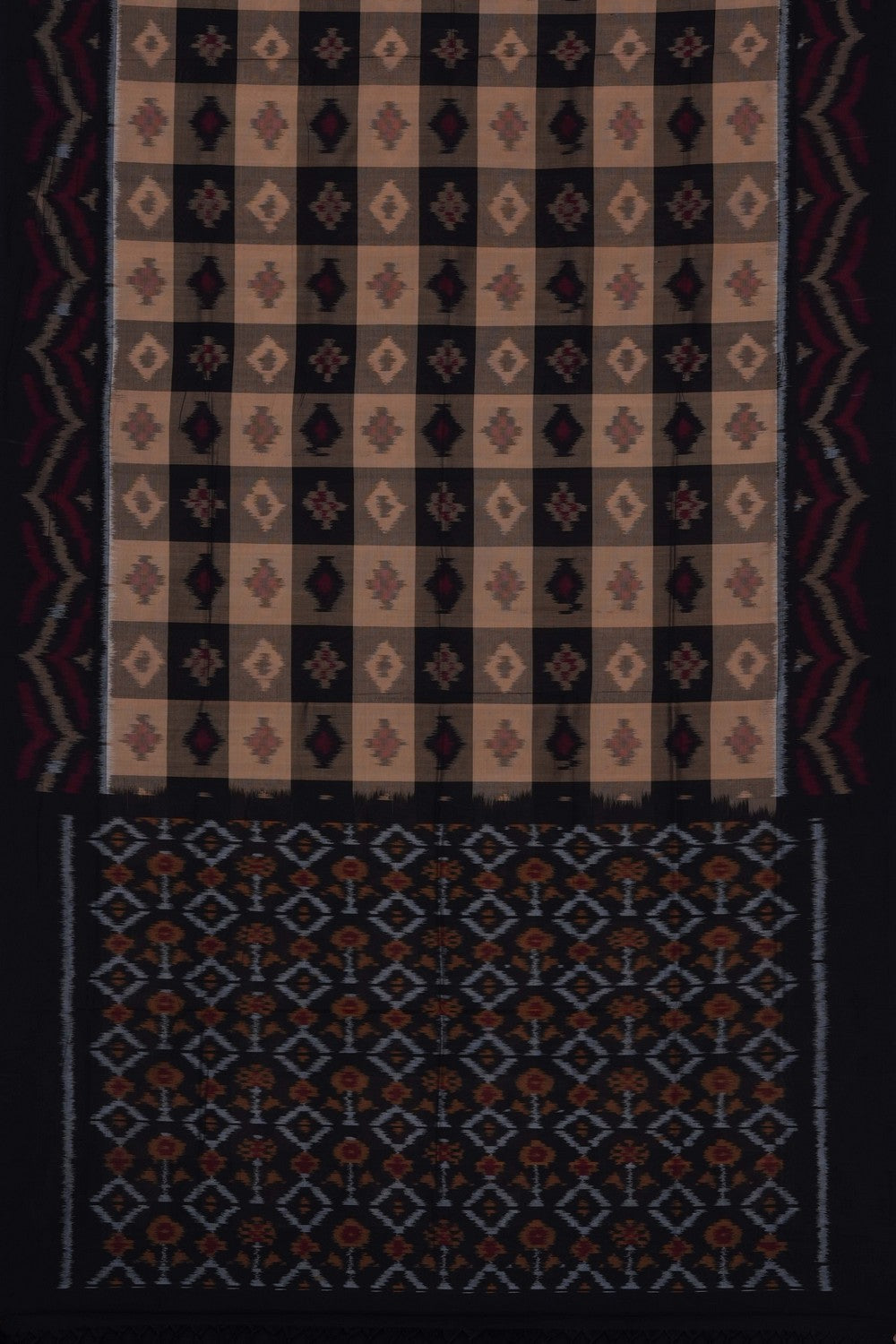 Image of Beige Pochampally Ikat Cotton Saree