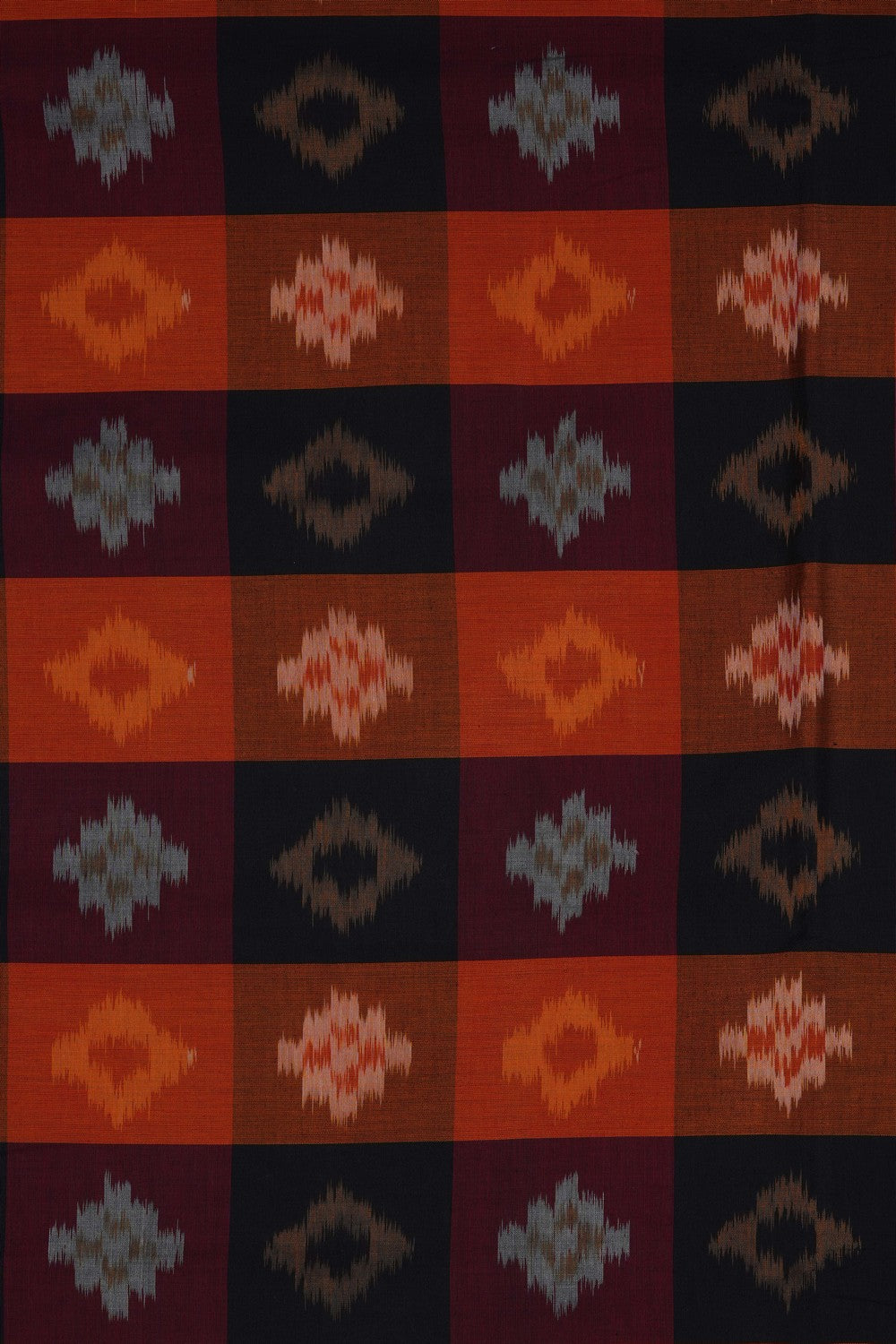 Image of Orange Pochampally Ikat Cotton Saree