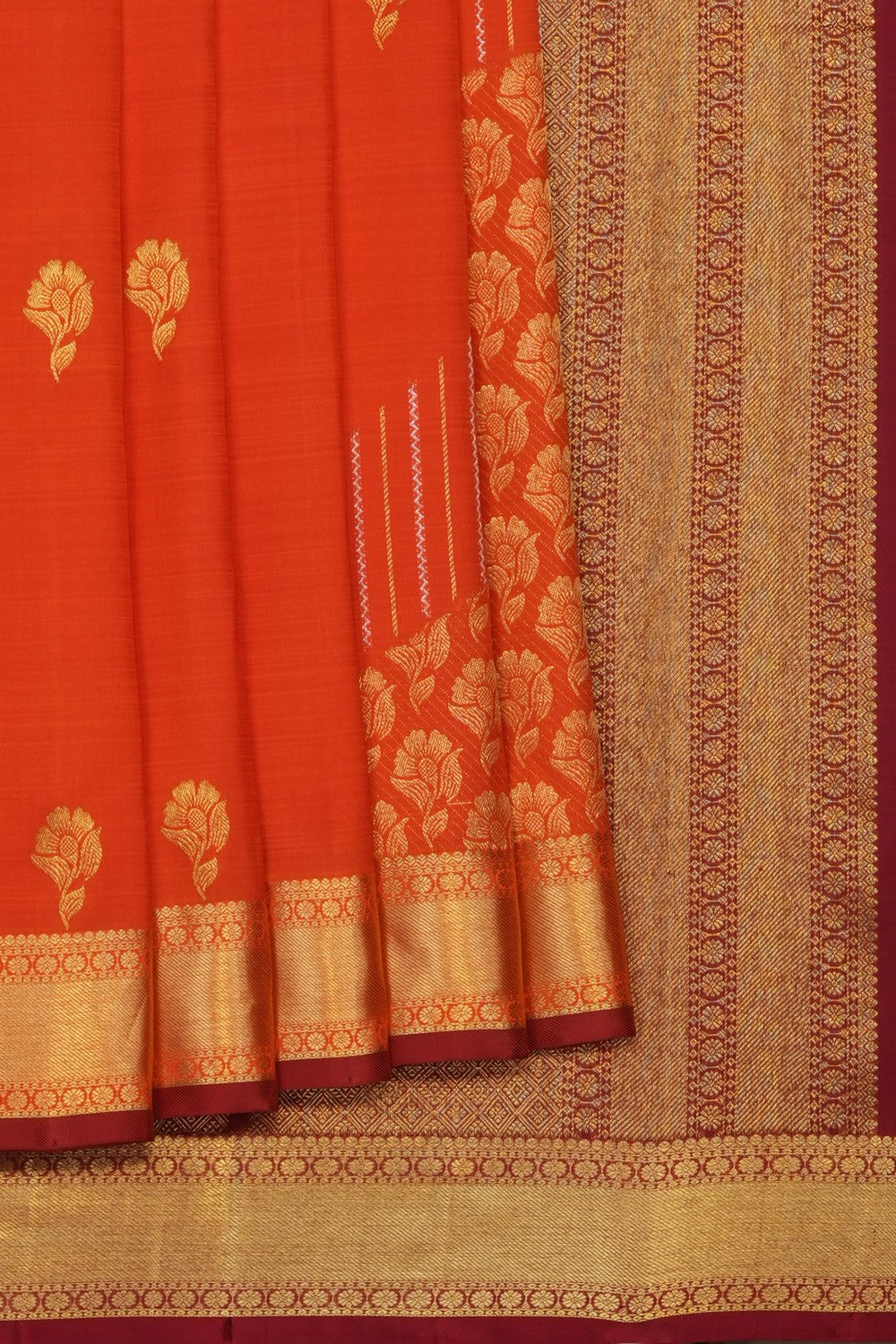Image of Orange South Silk Saree