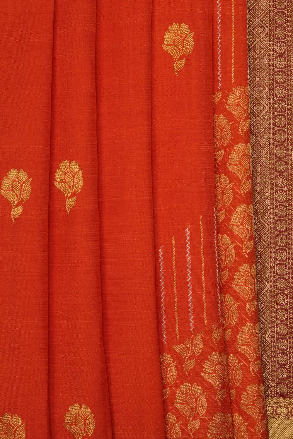 Image of Orange South Silk Saree