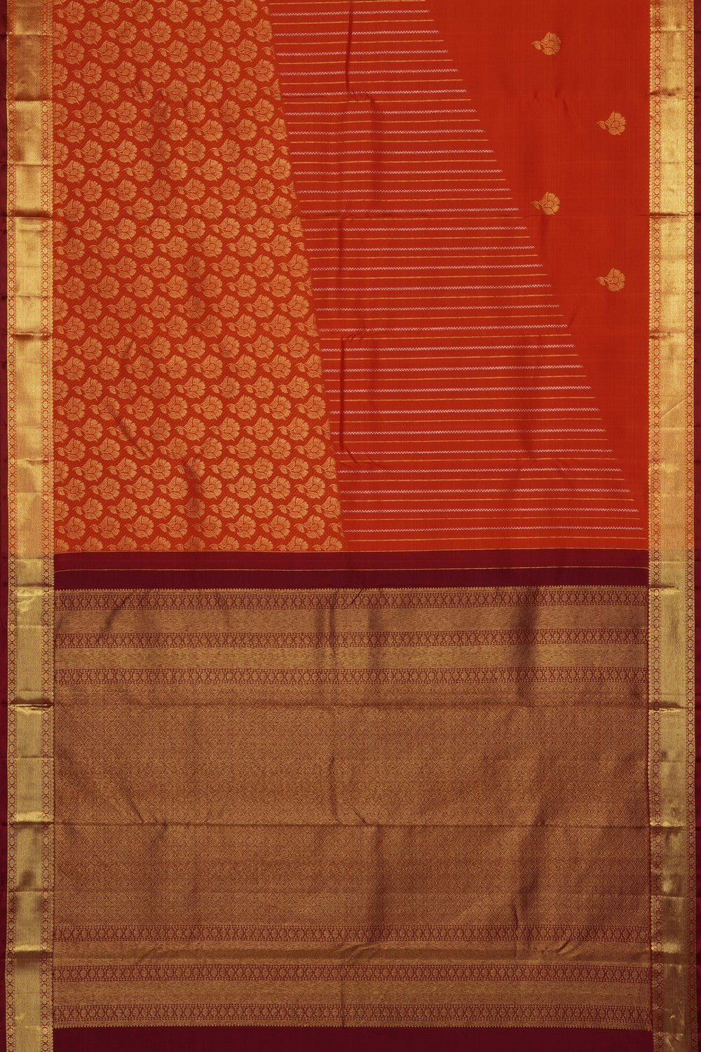 Image of Orange South Silk Saree