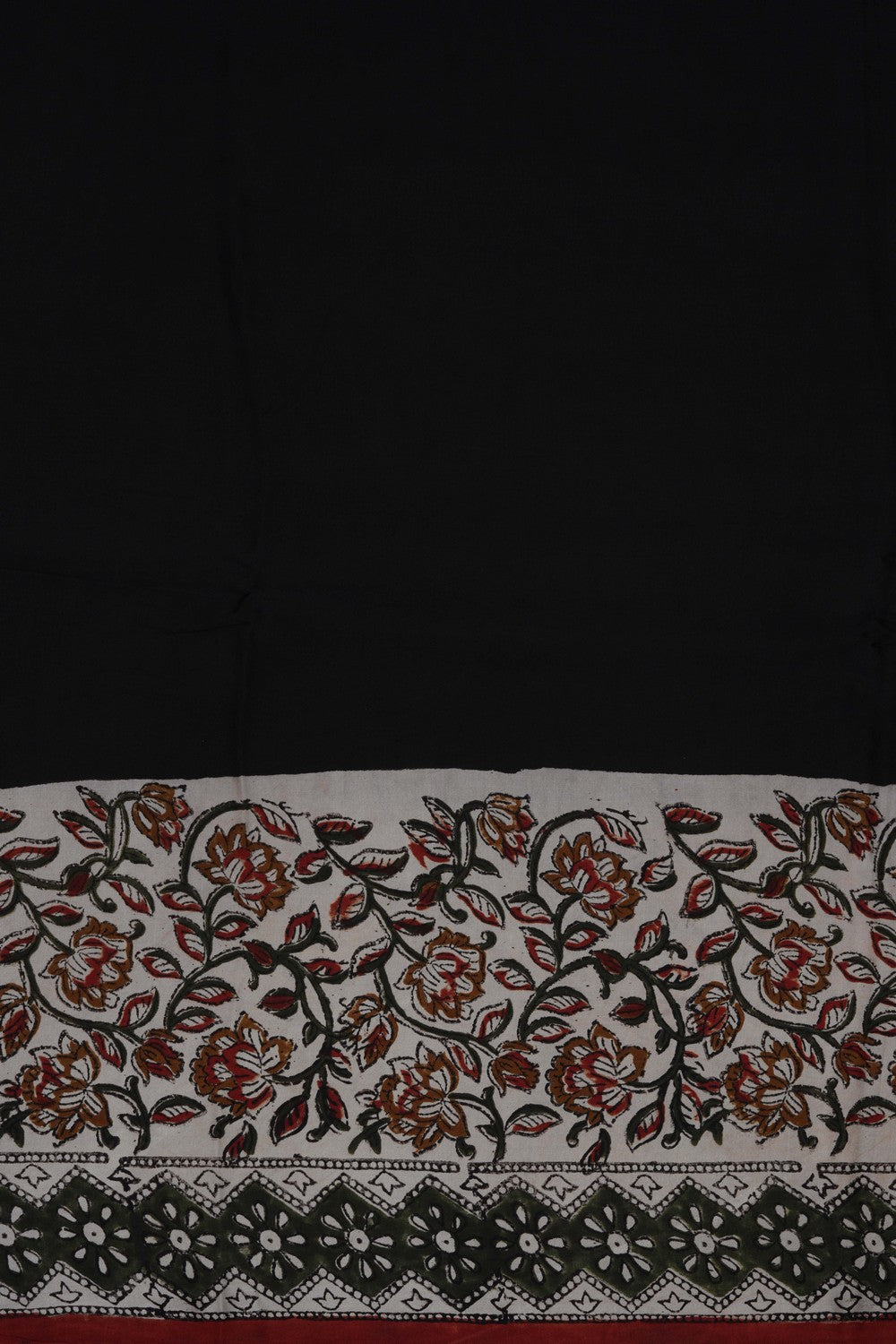Image of Black Bagru Printed Silk Saree
