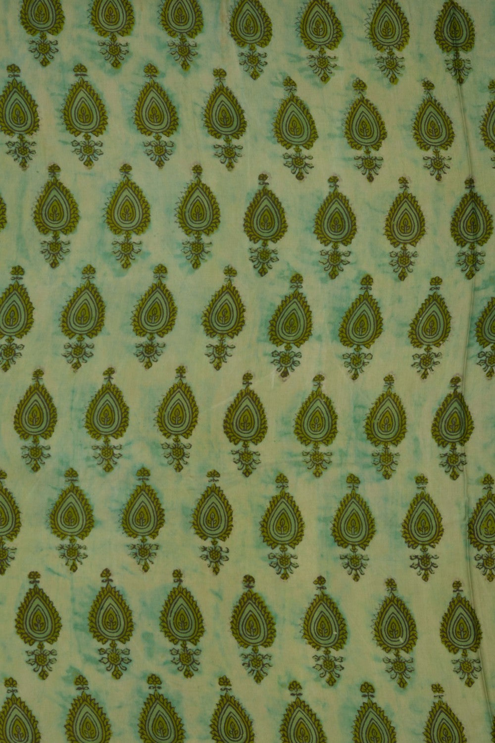 Image of Mint-Green Ajrakh Printed Silk Saree