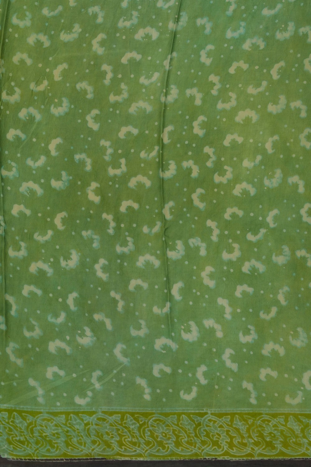 Image of Mint-Green Ajrakh Printed Silk Saree