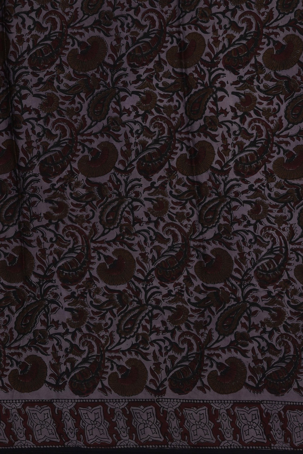 Image of Maroon Bagru Printed Silk Saree