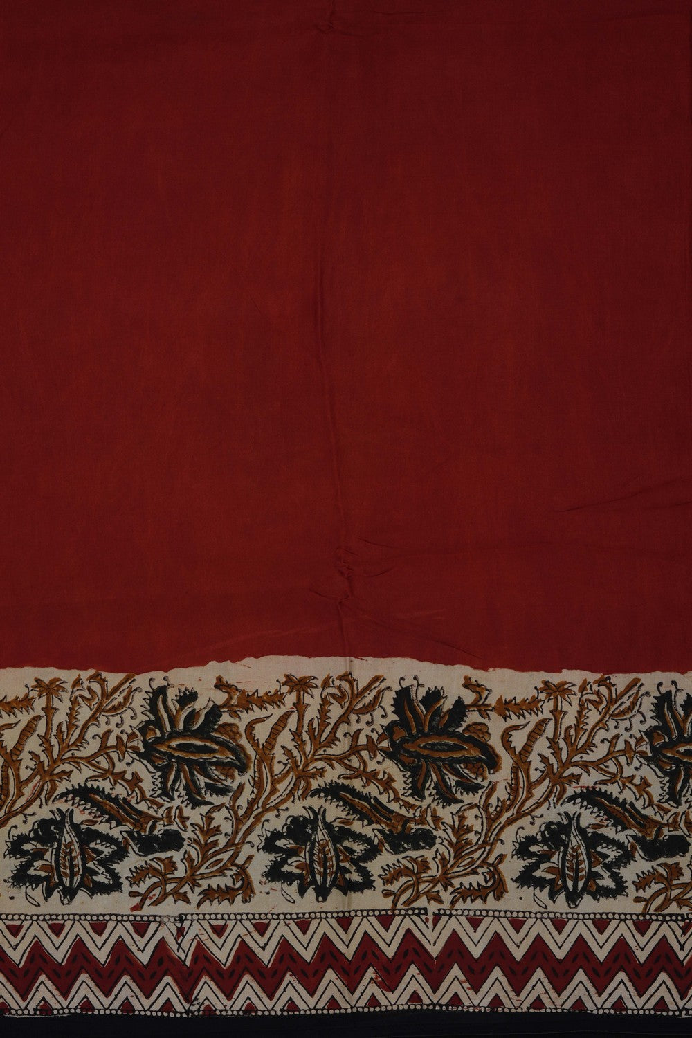 Image of Red Bagru Printed Silk Saree