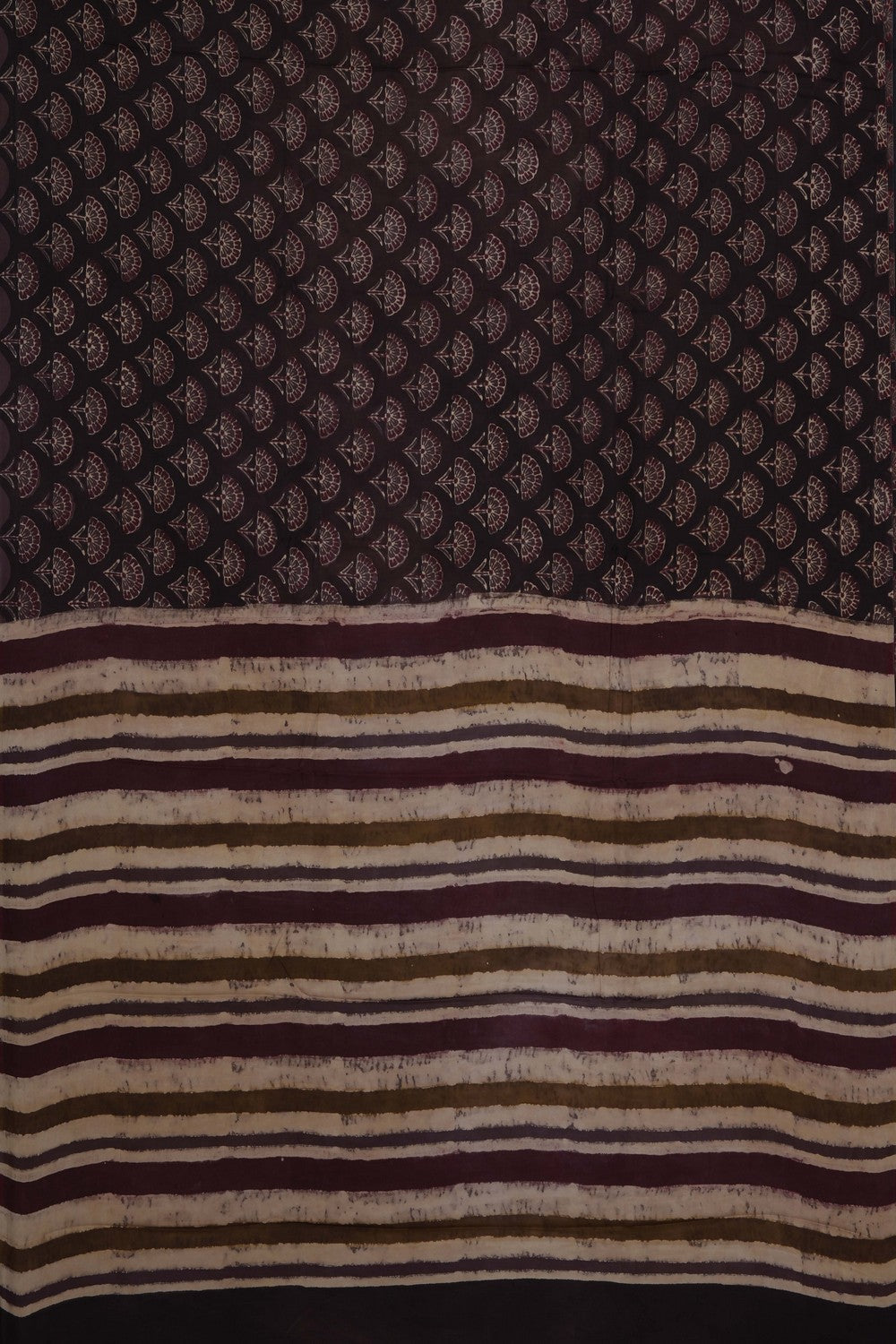 Image of Brown Ajrakh Printed Silk Saree