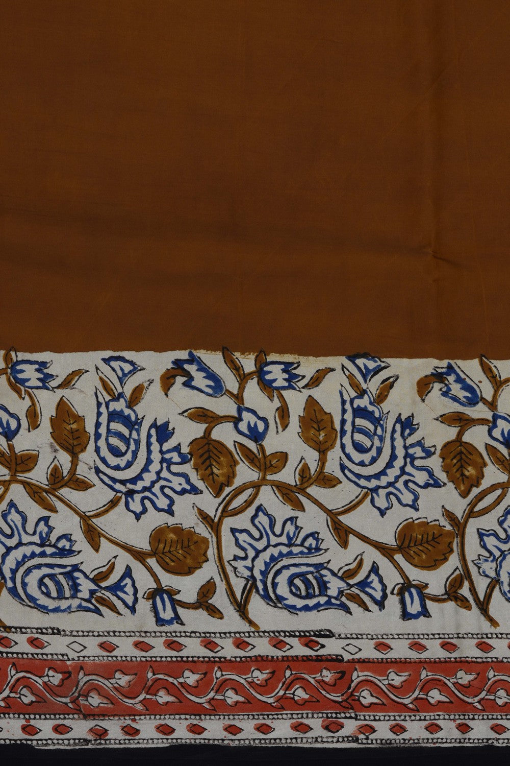 Image of Brown Bagru Printed Silk Saree