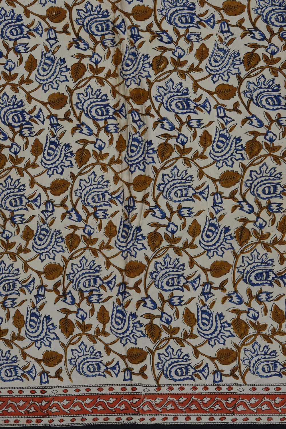 Image of Brown Bagru Printed Silk Saree