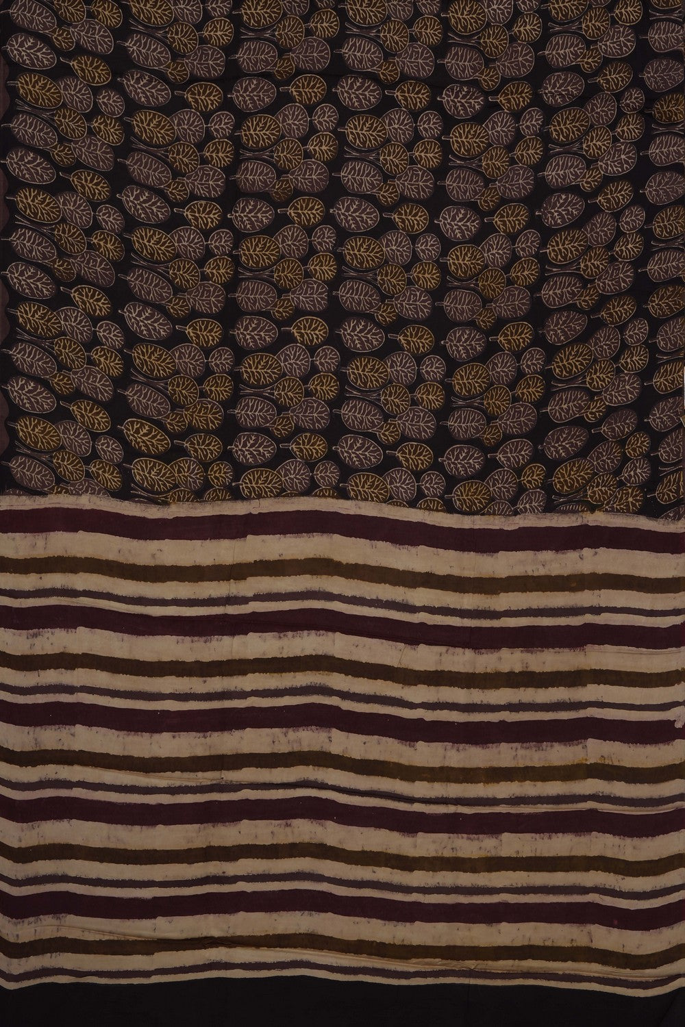 Image of Brown Ajrakh Printed Silk Saree