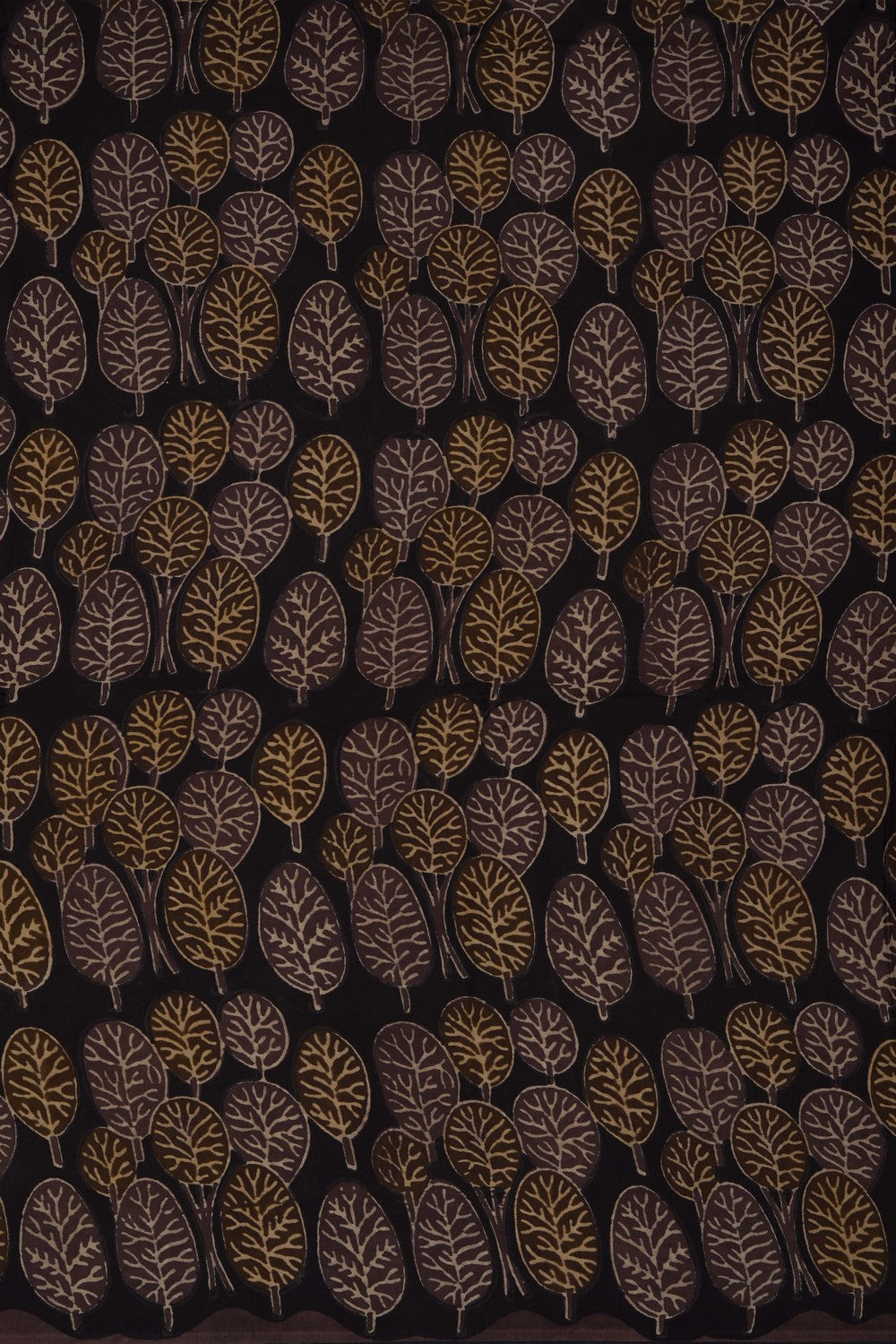 Image of Brown Ajrakh Printed Silk Saree