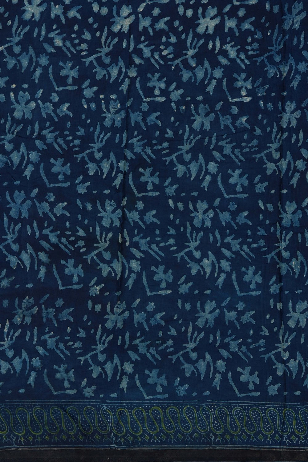 Image of Teal-Blue Ajrakh Printed Silk Saree