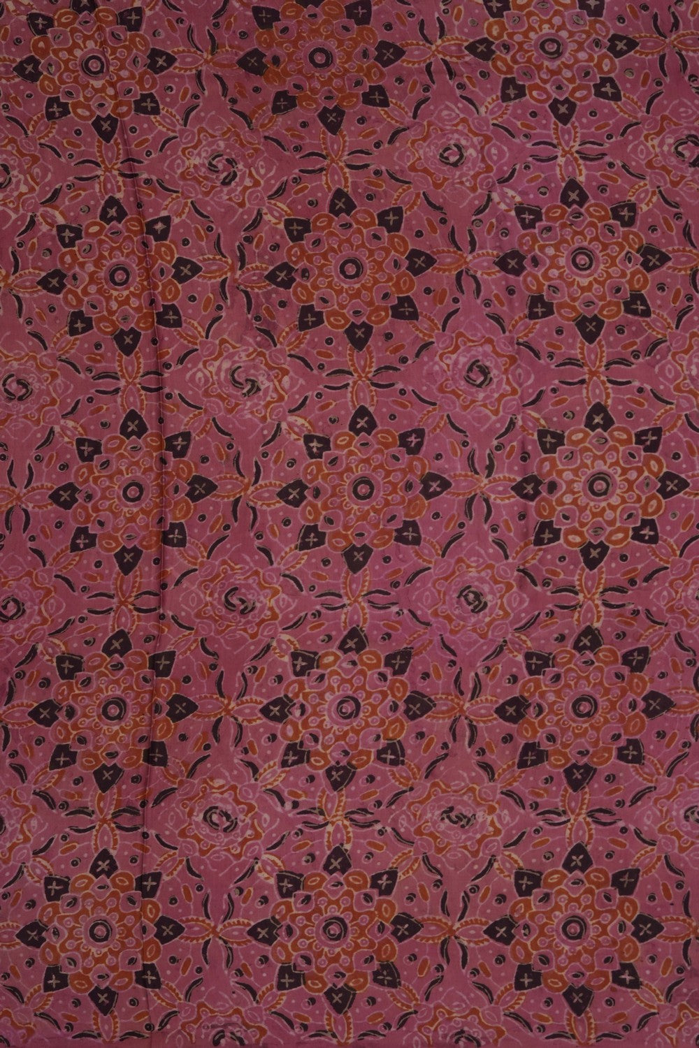 Image of Peach Ajrakh Printed Silk Saree