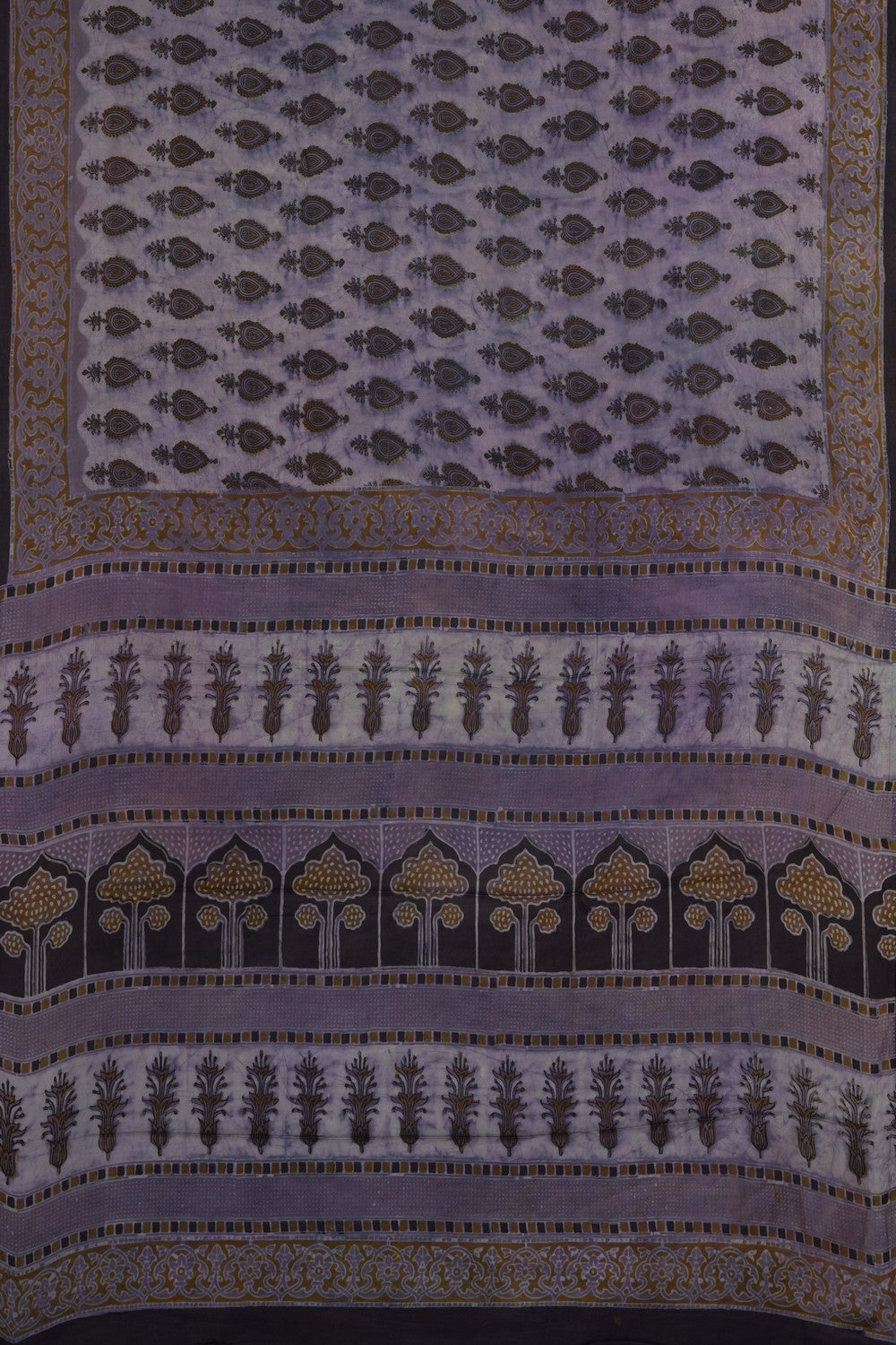 Image of Mauve Ajrakh Printed Silk Saree