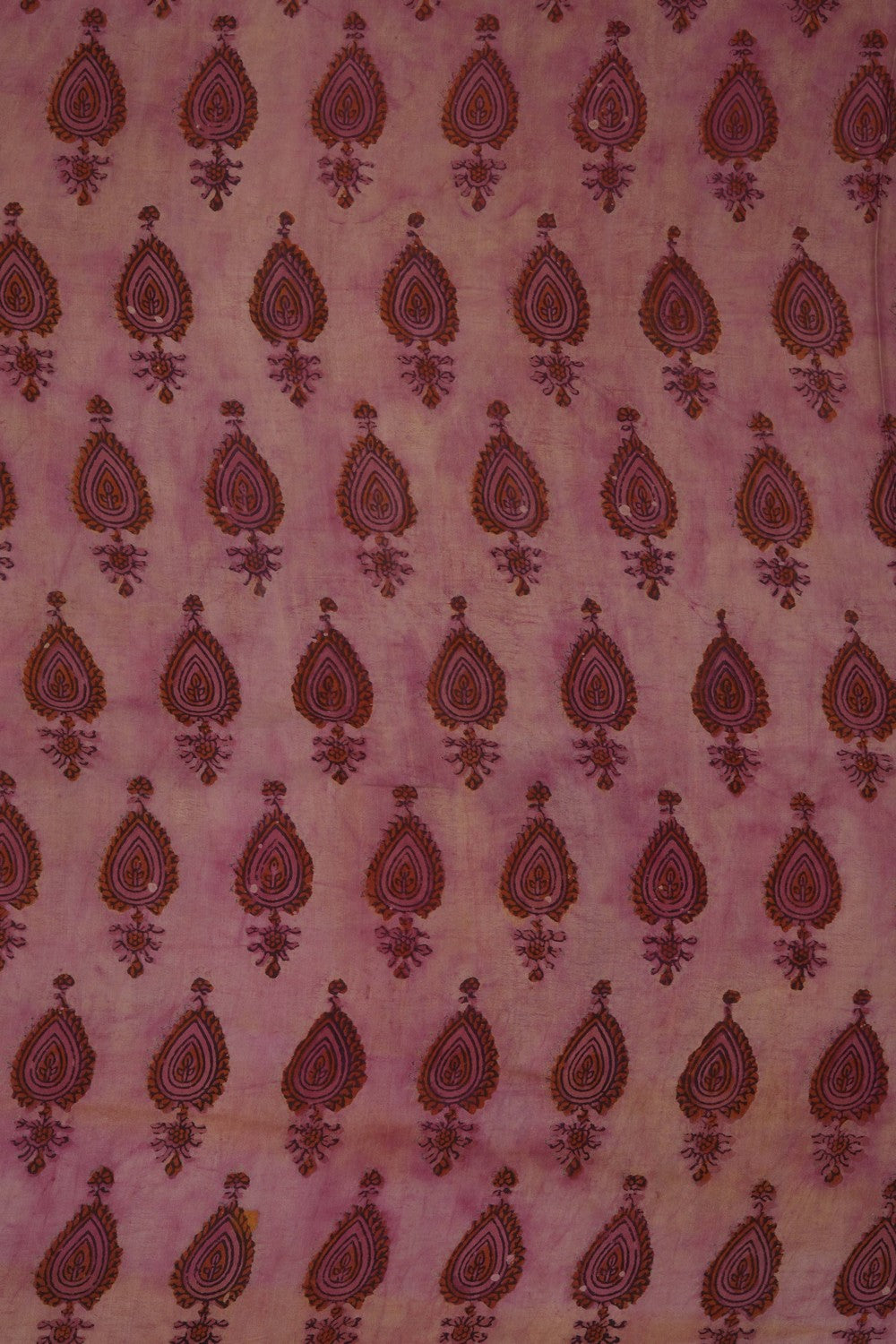 Image of Peach-Pink Ajrakh Printed Silk Saree