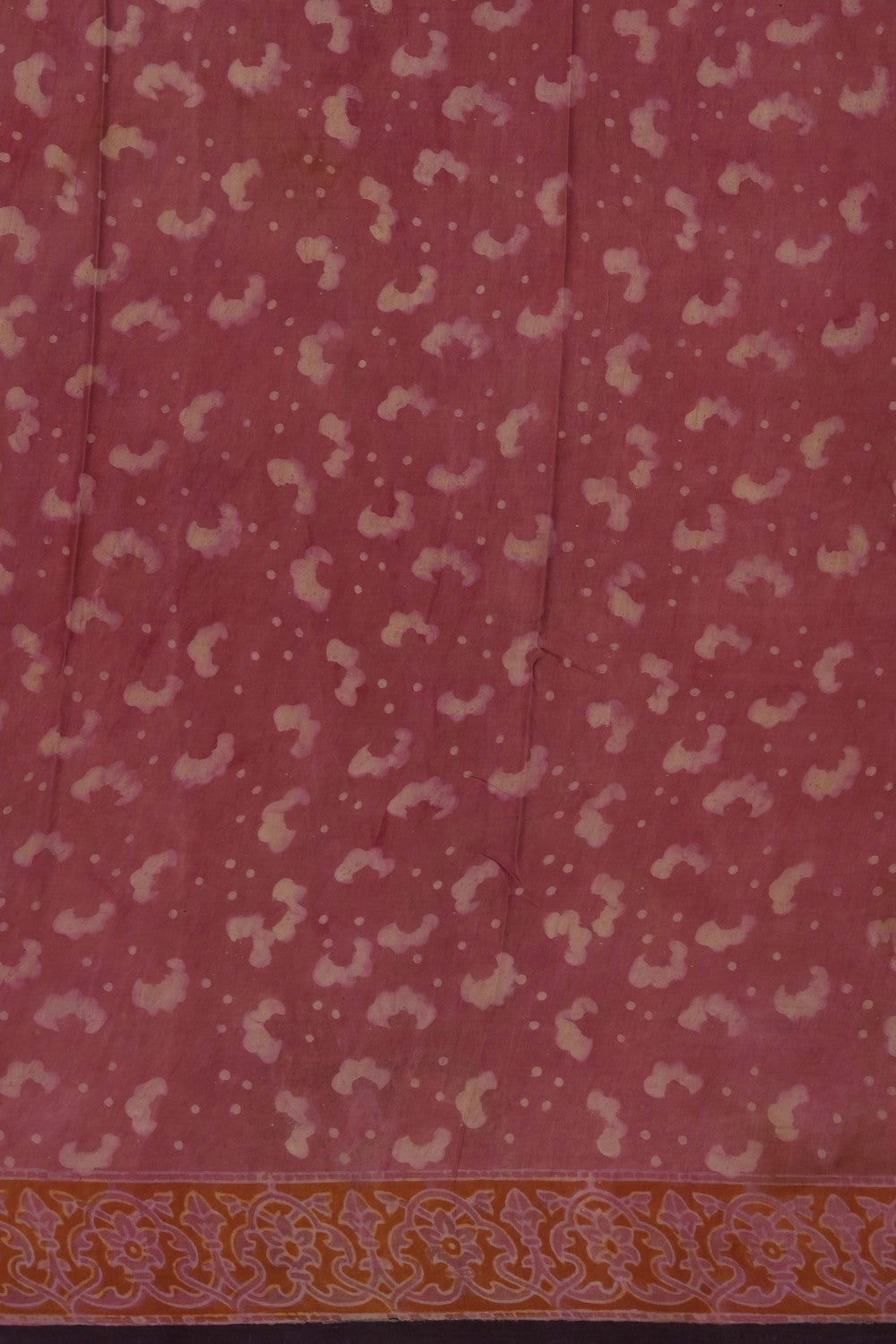 Image of Peach-Pink Ajrakh Printed Silk Saree