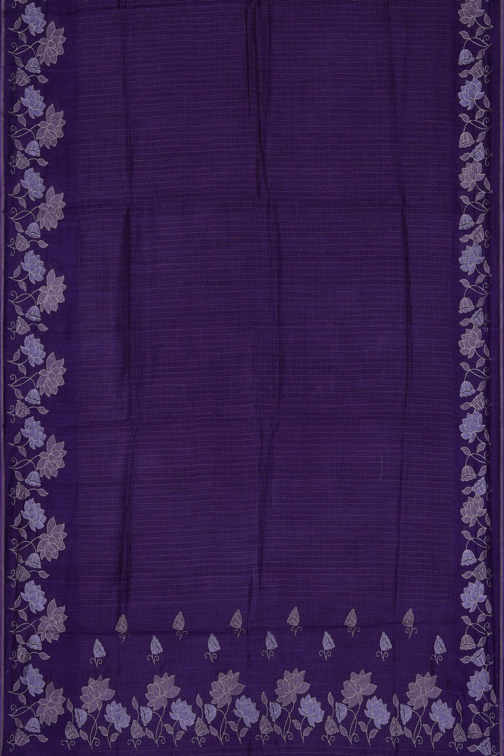 Image of Purple Tussar Silk Embroidery Saree
