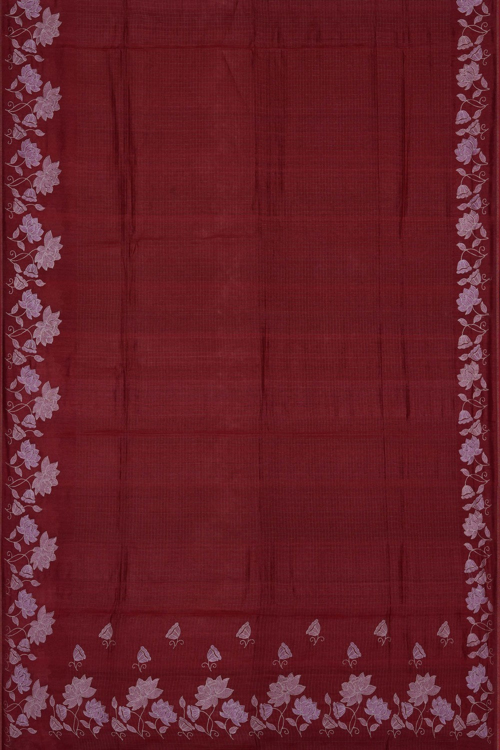 Image of Red Tussar Silk Embroidery Saree
