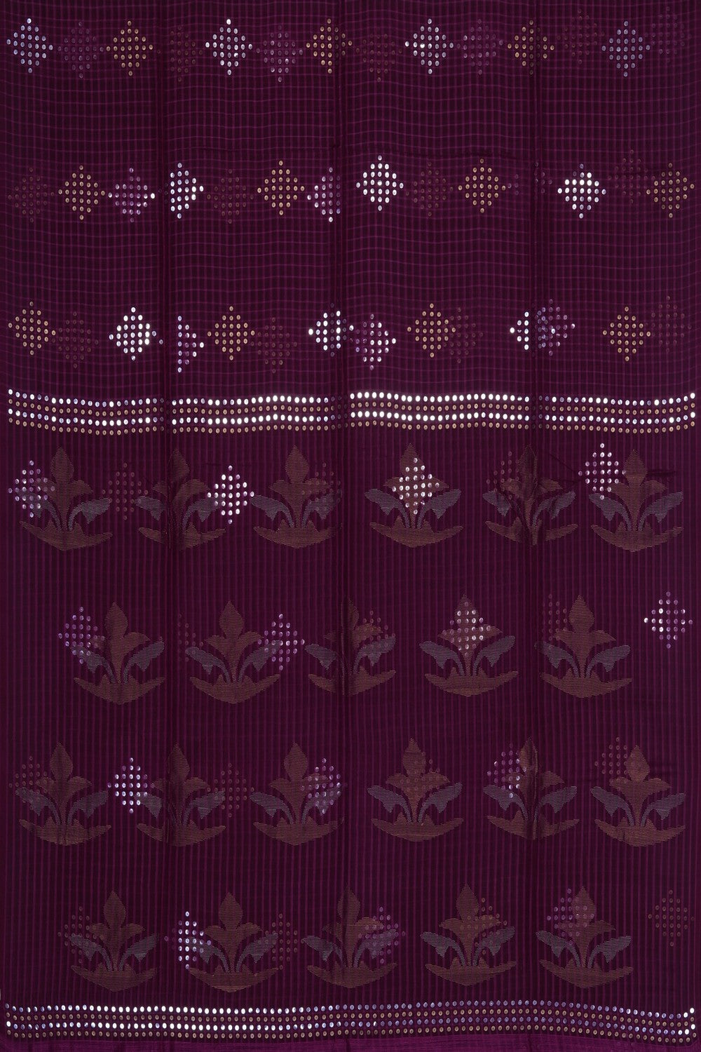 Image of Purple Tussar Silk Embroidery Saree