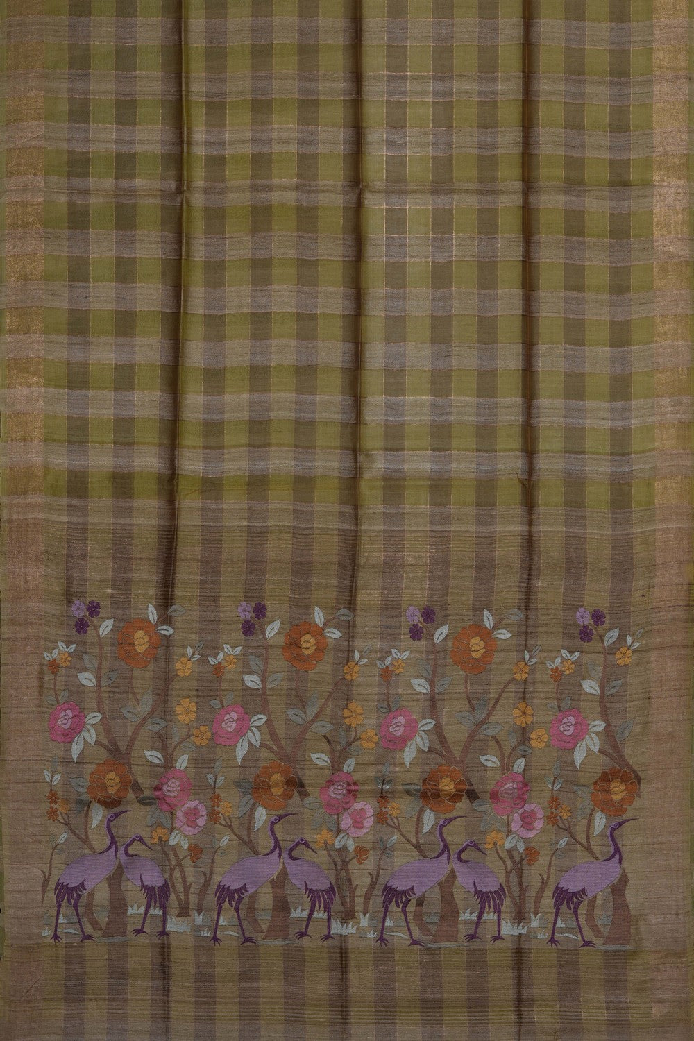 Image of Yellow Tussar Silk Saree