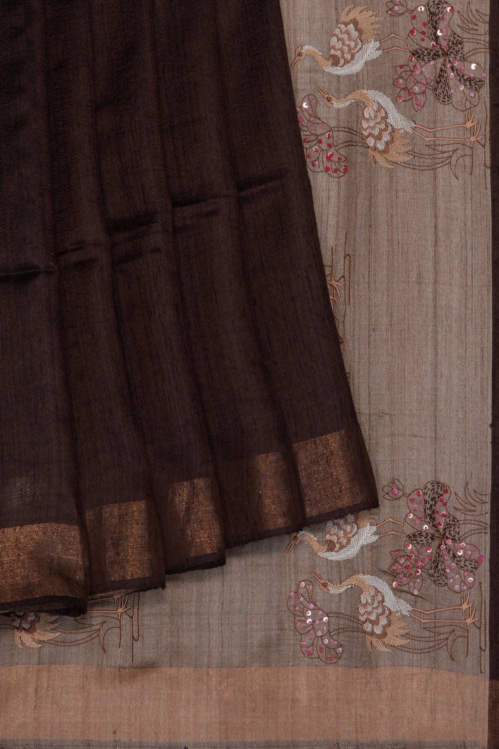 Image of Brown Tussar Silk Saree