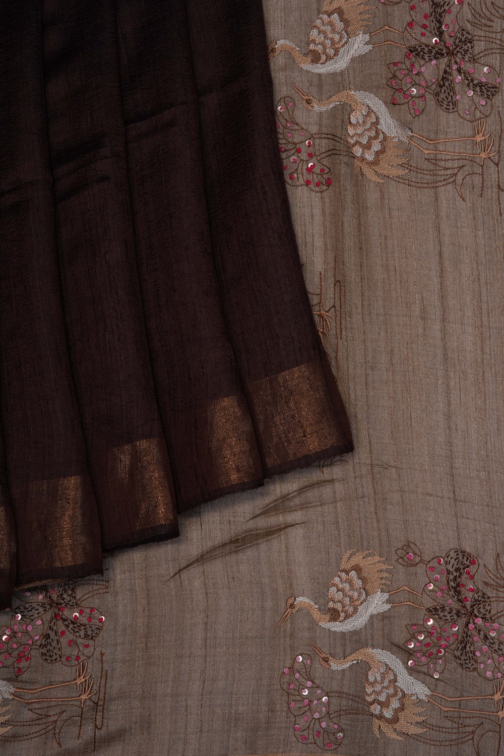 Image of Brown Tussar Silk Saree