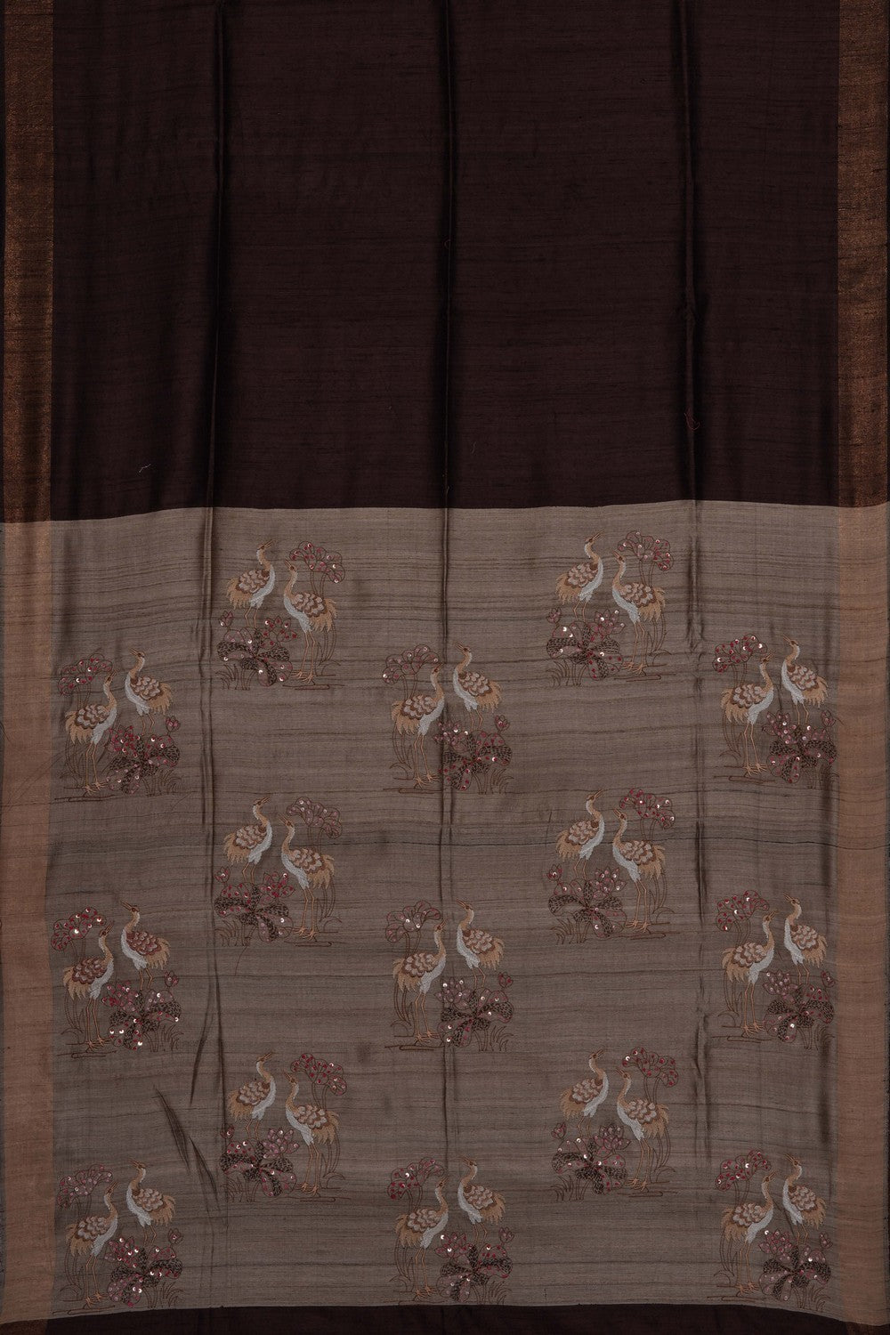 Image of Brown Tussar Silk Saree