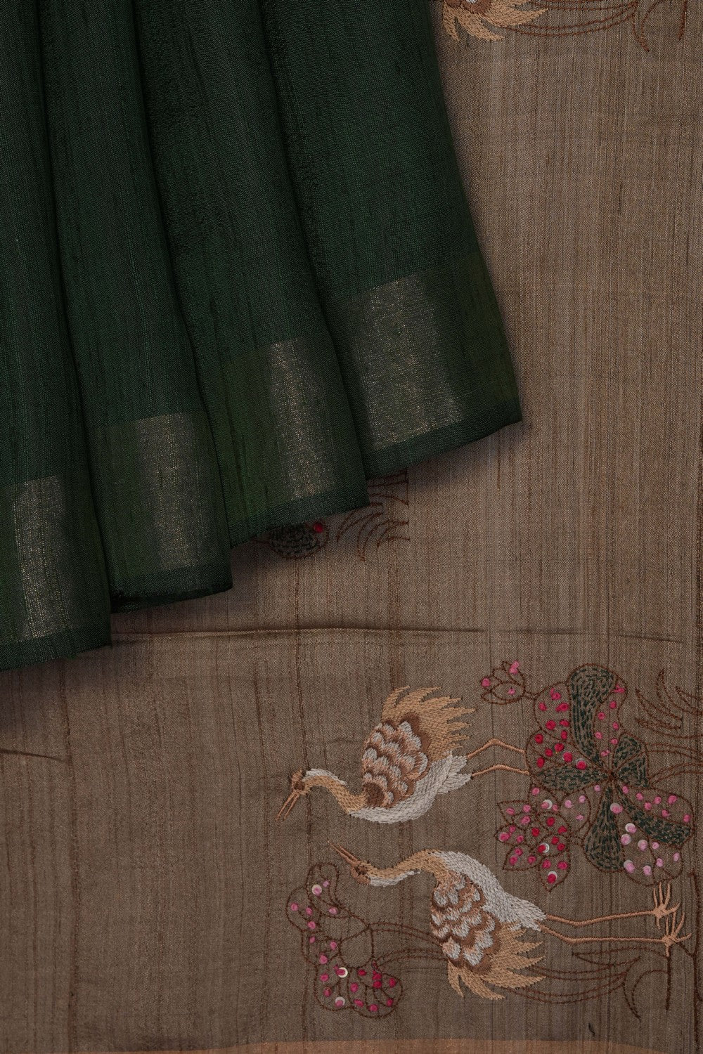 Image of Green Tussar Silk Saree