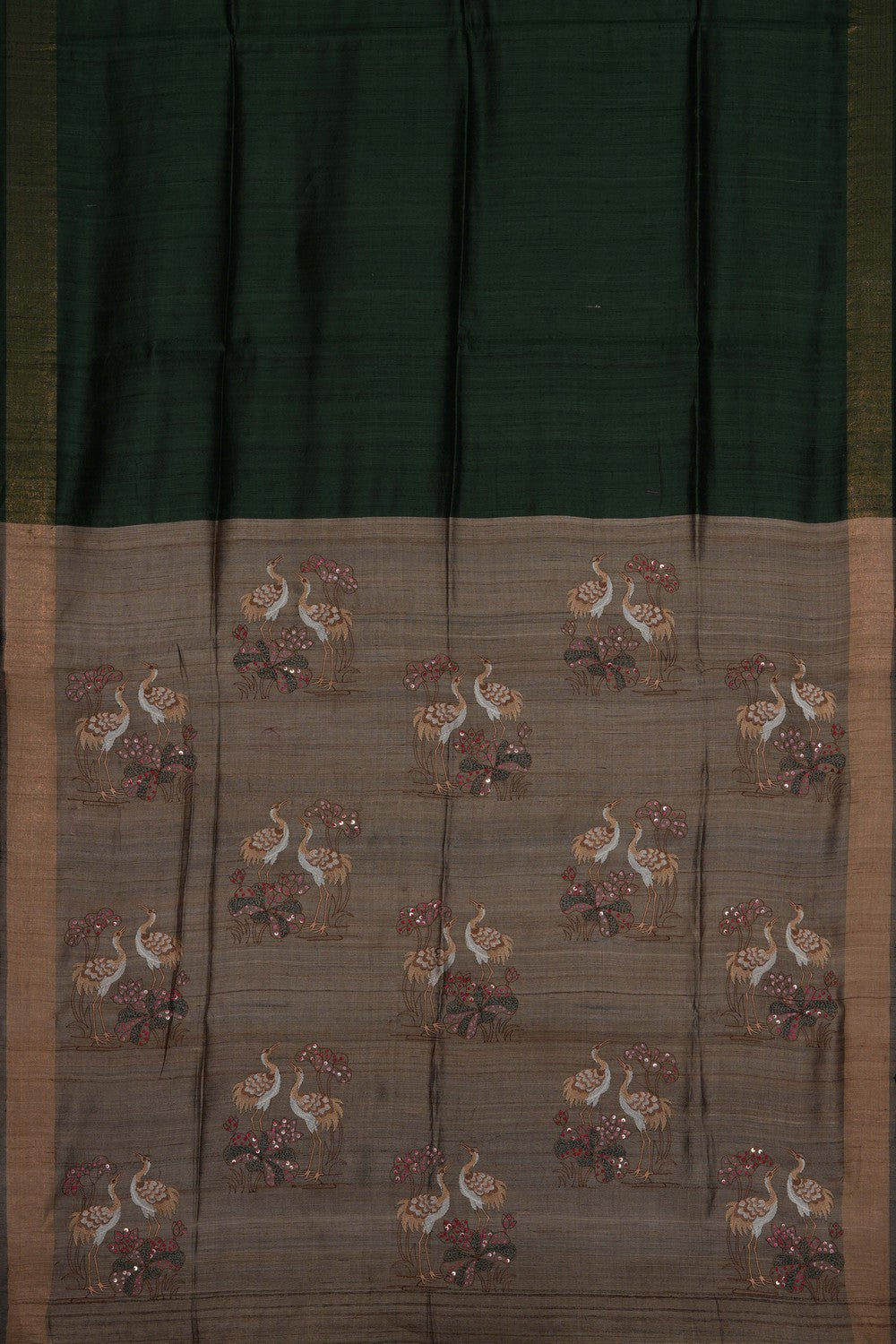 Image of Green Tussar Silk Saree