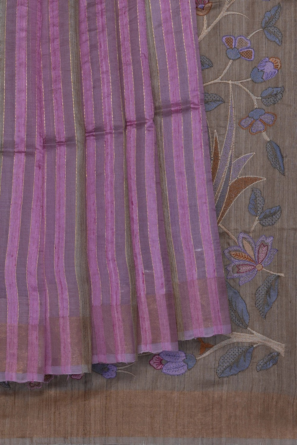 Image of Beige Tussar Silk Saree