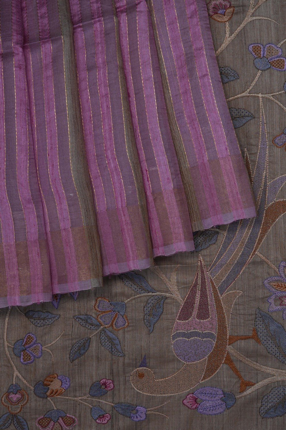 Image of Beige Tussar Silk Saree
