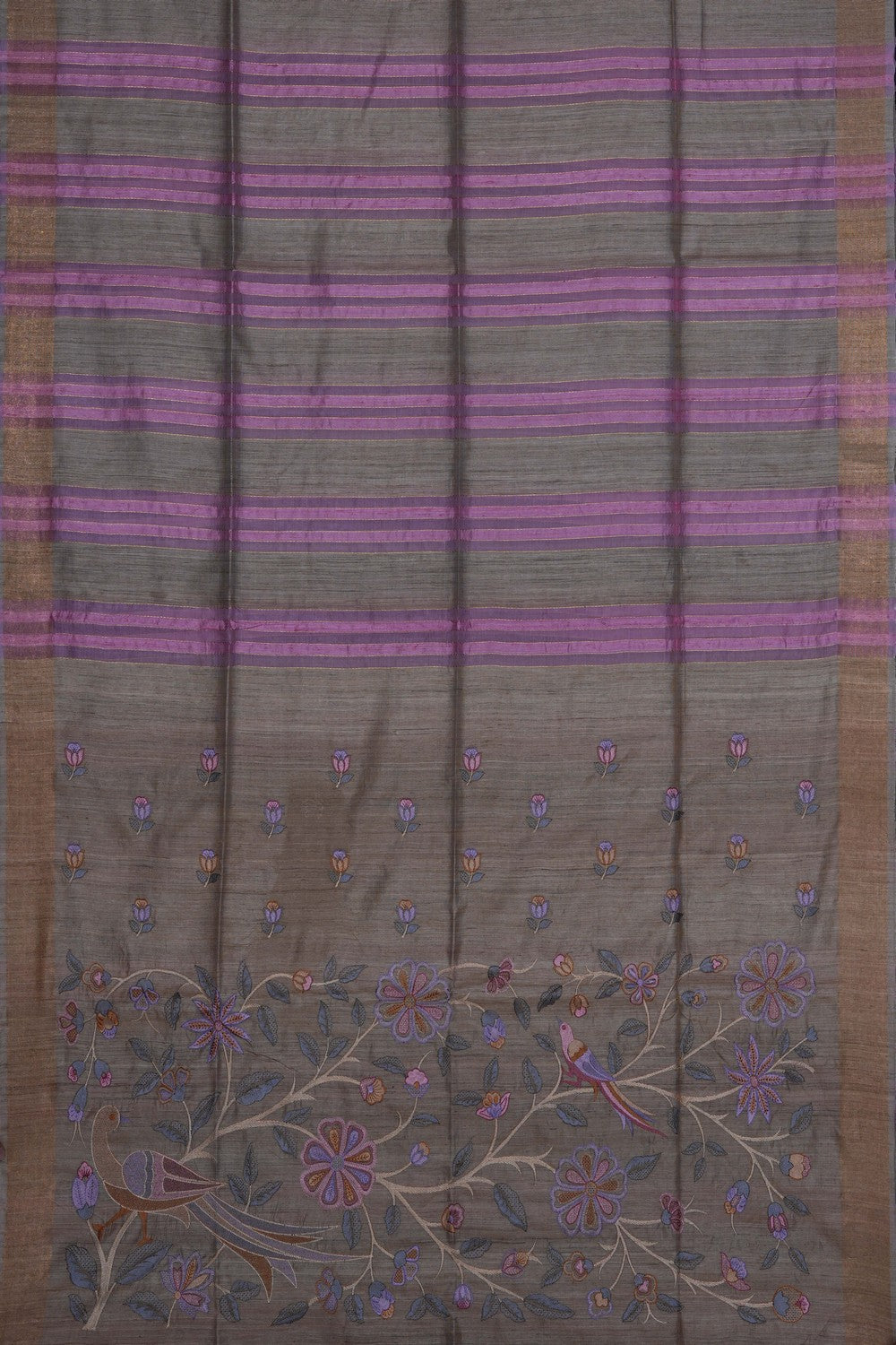 Image of Beige Tussar Silk Saree