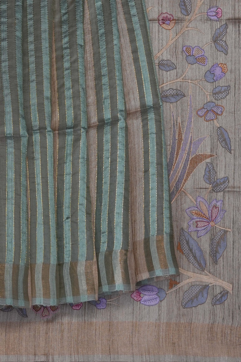 Image of Beige Tussar Silk Saree