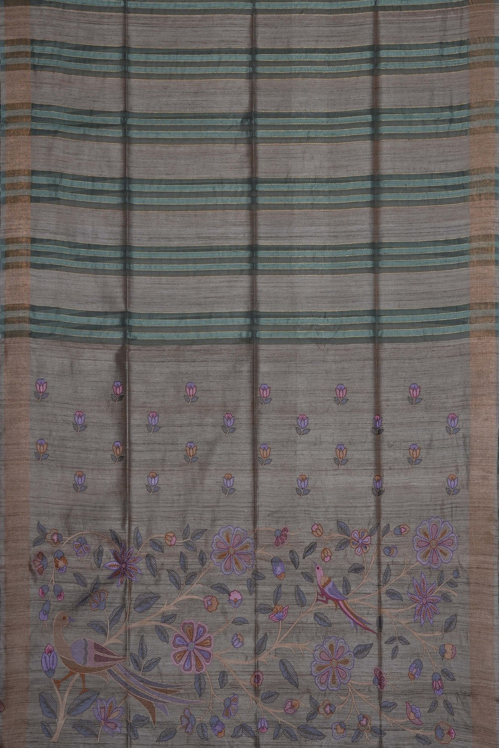 Image of Beige Tussar Silk Saree