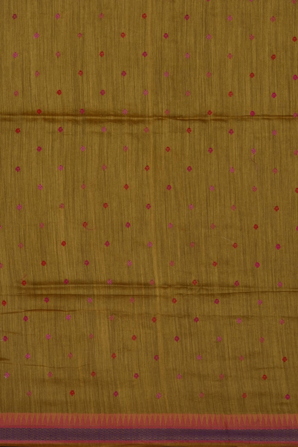 Image of Mustard Tussar Silk Embroidery Saree